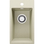 Primagran - vier Cusine en Granit 28x50 cm Lavabo Cuisine 1 Bac + Kit de Vidage, Évier au meuble 30cm Évier à Encastrer de Beige