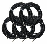 5x Cable Jack Professionnel Stereo 6.3mm Guitare Basse Instruments Musique 10 m