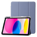 EIDERWOOD iPad 10.9" (2022) Tri-Fold Kunst Skinn Deksel med Apple Pencil Holder - Lilla