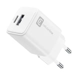 cellularline - Multipower Dual Port 30 W - Chargeur Secteur - pour Tablette, Smartphone et Ordinateur Portable - Sortie : 30 W - 2 Ports : USB + USB-C - Blanc