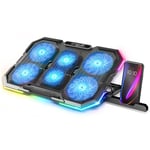 SPIRIT OF GAMER, Refroidisseur PC Portable 10 à 17, 6 Ventilateurs Silencieux, Compatible PS5, PS4, Xbox & PC, Support Ventilé pour Ordinateur Portable, Plaque de Refroidissement Rétroéclairée RGB