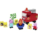 BIG Spielwarenfabrik 800057146 PP Engine Fire Brigade Construction, Big Bloxx Set Including Peppa and Dad Pig, 40 Pieces, for Children from 18 Months, red