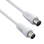 PremiumCord TV Coaxial Antenna Cable 1 m 75 Ohm IEC Male to Female Shielded for DVB-C, DVB-T/T2, 4K UHD 2160p, Full HD 1080p 3D, Colour White