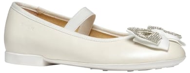 Geox Girls Jr Plie' D Ballet Flat, White, 2.5 UK