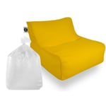 Set Daddy Cool fauteuil XL + polystyrène 100 x 90 x 70cm intérieur & extérieur, déhoussable et résistant aux UV, Jaune