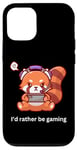 Coque pour iPhone 14 Angry Red Panda « I'd rather be Gaming » amusant pour adolescent gamer