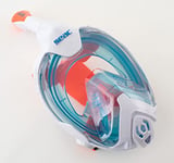 Seac Magica, Masque Snorkeling Plein Visage Intégral 180°, Purge de Vidage et Tuba avec Sistème Étanche au Top, Blanc/Orange, XS/S