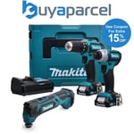 Makita 12v CXT 3pc Kit Combi Hammer Drill + Impact Driver + Multi Tool 2 Battery