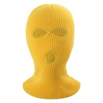 Vinter Helansikte Mask Tre-håls Balaclava Stickad Hatt Hals Damask - Gul