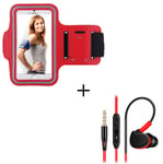 Pack Sport pour Sony Xperia L3 Smartphone (Brassard de Sport + Ecouteurs Sport Intra-AURICULAIRE avec Micro) Courir T7 (Rouge)