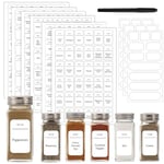 HEKOBAG 249 Spice Jar Labels, Preprinted Minimalist Stickers White Waterproof Label with Number Seasoning Label Stickers with 3 Sheet Blank Labels & 1 Pen for Spice Containers, Glass, Mason Jars