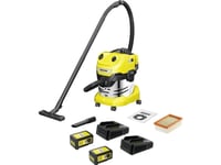 Kärcher Home & Garden Wd 4-18 S Dual Battery Set V-20/22 1.628-626.0 Batteridrevet Våd-/Tørsuger 380 W 20 L Inkl. 2 Batterier, Inkl. Oplader, Trådløs