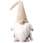 Funoasis Holiday Gnome Handgjord Svensk Tomte, Jultomte Dekoration Prydnader Tack Giving Day Gåvor Svenska Tomtar tomte 16 Tum (Khaki)