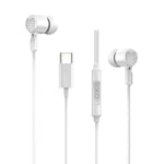 in-Ear USB-C Stereo hörlurar för Samsung / iPhone 15, 16 och Mobil med USB-C Kontakt Vit