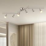 Dehobo Plafond Spotlight Rotatif - Luminaire Plafonnier Nickel Mate 6 Voies GU10 LED Plage de LED 350 ° Spoirs de Placier Moderne Réglables pour Cuisine Salon Pas de Bulbes