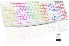 Clavier Gamer Sans Fil - Clavier Ordinateur Silencieux AZERTY Rétroéclairé, USB