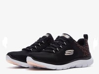 Ladies Skechers 149582 Flex Appeal 4.0 Wild Ballad Black/Leopard Lace Trainers