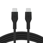 Belkin BoostCharge Flex silicone USB C charger cable, USB-IF certified USB type C to USB type C charging cable for iPhone 15, Samsung Galaxy S24, S23, iPad, MacBook, Note, Pixel and more - 1m, black