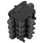 Boîte de dérivation étanche IP68 - Etanche Boîte de Jonction - Boîtier de raccordement électrique 3 voies pour câble de Ø4-14mm - Connecteurs de Câbles Étanches,Parfait pour câble extérieur,Gris