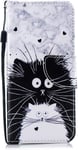 Housse De T¿¿L¿¿Phone Huawei Y5 2018 Coque En Pu Premium, Pochette Portefeuille Cuir Coque Huawei Y5 2018 Stand Housse Magnetique A Rabat 3d Effet Motif Chat Housse Huawei Y5 2018