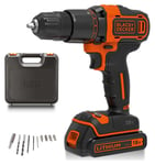 Black + Decker 18V Cordless Hammer Drill with Battery