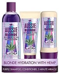 Aussie Blonde Hydration Purple Shampoo Hair Conditioner And 3 Minute Miracle Ha