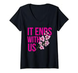 Womens It Ends With Us Quote Book Lover Reading Graphic V-Neck T-Shirt