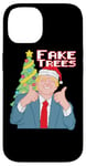 Coque pour iPhone 14 Faux Trees Pull de Noël Ugly President Donald Trump