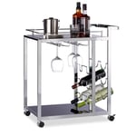 Desserte de cuisine verre baron design noir étage pour 6 bouteilles de vin métal chariot 4 roues HxlxP: 75 x 40 x 70 cm, noir - Relaxdays