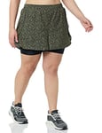 Amazon Essentials Short de Running Double Épaisseur en Tissu Extensible Femme, Noir Fleuri Abstrait, XL