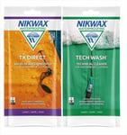 Nikwax Tech Wash & TX Direct POUCH Twin Pack Cleaning Waterproof Outdoor Jacket