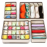 4 Sets Underwear Drawer Organiser Wardrobe Organisers, Foldable Drawer Dividers Storage Boxes for Clothes Bras Socks Ties Scarves, Antibacterial Dustproof Odorless Bedroom Fabric Small Storage Box