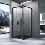 Mai & Mai® cabine de douche noir 100x100cm paroi de douche deux portes coulissantes verre trempé transparent RAV16K