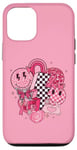 Coque pour iPhone 15 Carreaux Pink Vibes - Sensibilisation au cancer du sein - Correspondance familiale