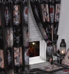 66"x72" STORY OF THE ROSE CURTAINS & TIE-BACKS ALCHEMY GOTHIC MASK BLACK RED