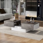 Qiyao - Table basse universelle, salon, haute brillance avec table extensible et espace de rangement (gris) - RWTable basse fixe