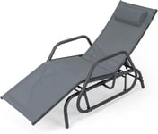 Bain de Soleil avec Accoudoir et Oreiller Amovible Charge 160 KG pour Piscine Gris