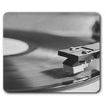 Rectangle Mouse Mat BW - Retro Record Player Vinyl  #36130