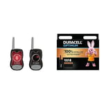 LexibookTW12SPYSpyMission-WalkieTalkies,200m,SetforKids,2CommunicationChannels,BeltClip,Black/Red + Duracell Optimum AAA Batteries (8 pack) - Alkaline Batteries 1.5V - Up To 100% Extra Life or Extra P