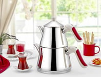 Professional Coffee Tea Pot Set Stove Top Kettle 18/10 S/Steel 1.4 & 2.8 Litre