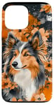 Coque pour iPhone 13 Pro Max Orange Aquarelle Floral Merle Shetland Sheepdog Art