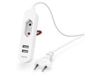 Hama Usb-Strömförsörjning Med 1,9 M Kabel Och Euro-Uttag, 2X Usb-A, Vit (00223202)