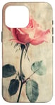 Coque pour iPhone 16 Pro Max Rose grunge douce subtile florale vintage