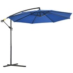 Outsunny Parasol déporté octogonal inclinable rabattable diamètre 3 m parasol de jardin avec pied en croix bleu