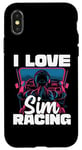 Coque pour iPhone X/XS Cute Video Gamer For Women - I Love Sim Racing