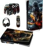 Autocollant Pour Ps5 Slim Console Standard Sticker Pour Ps5 Slim Disc Edition,Pour Ps5 Manette Pour Ps5 Télécommande&casque&station De Charge-Terres Incultes & Tempête De Nuages Wukong