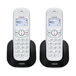 VTech CS1501 DECT Cordless Phone with Call Block, 2 Handsets, Intercom, Landline House Phones, White, Caller ID/Call Waiting, Redial, Handsfree, illuminated Display and Keypad