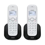 VTech CS1501 DECT Digital Cordless Phone with Call Block, 2 Handsets, Intercom, Landline House Phones, White, Caller ID/Call Waiting, Redial, Handsfree, illuminated Display and Keypad