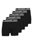 JACK & JONES Men's JACSOLID BOXER BRIEFS 5 PACK Shorts, Black/pack: black-black-black-black, S