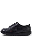 Kickers Unisex Kick Lo Mix Mesh Leather School Shoe - Black, Black, Size 4 Older